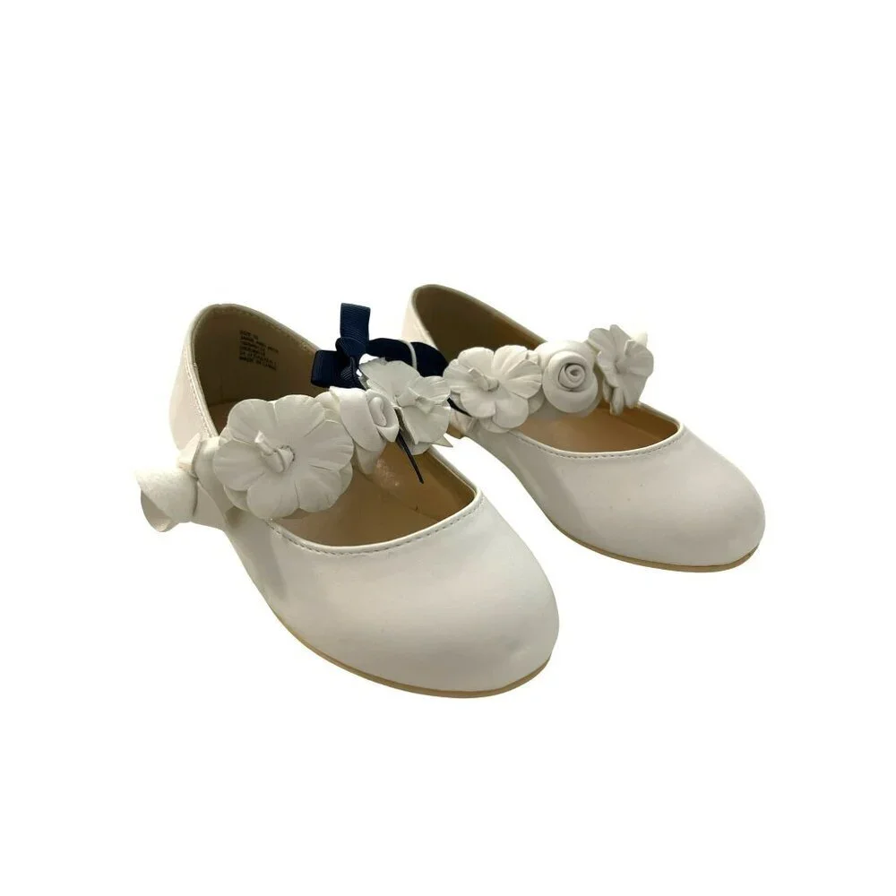 Janie & Jack $69 Size 10 White Floral Girls Dress Shoes NWT